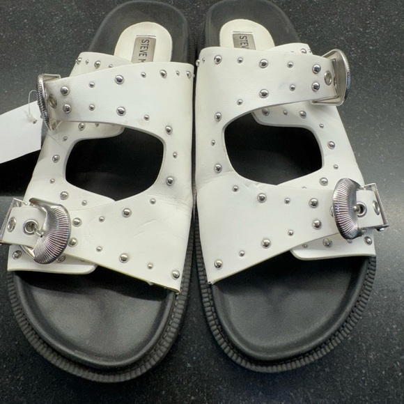Steve Madden Connely Buckle Slide Sandal White Womens Sz 7.5 - Picture 9 of 11